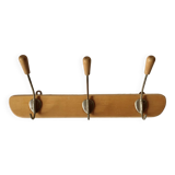 Vintage wooden wall coat rack - 3 hooks
