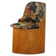 Swedish stump chair / "Kubstol" in pine and floral upholstery, mid-20th century