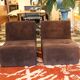 Pair of vintage brown fabric armchairs