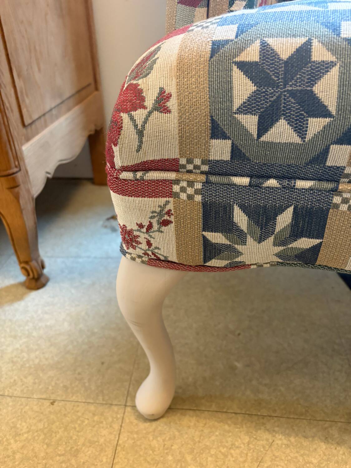 Patchwork wingback chair