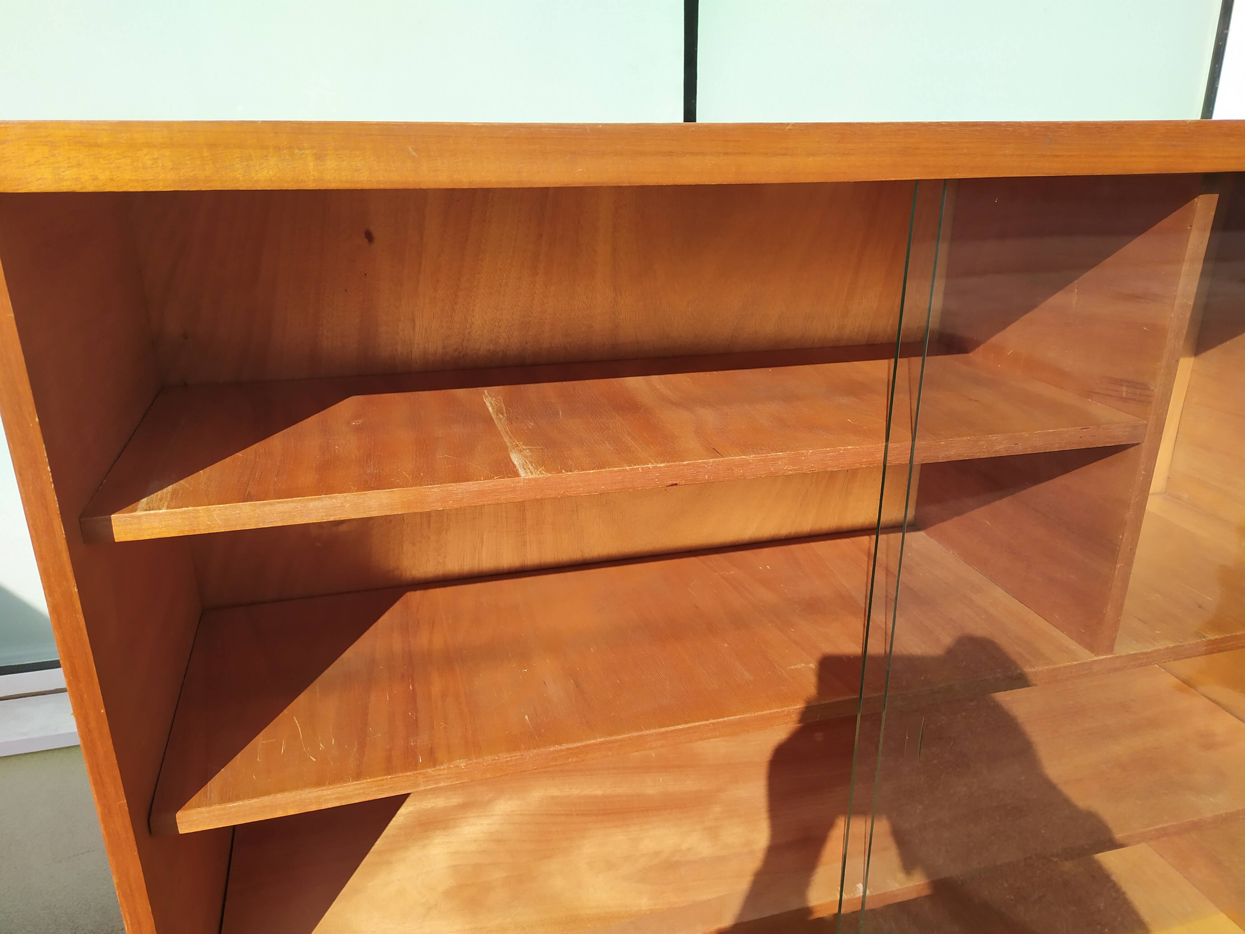 Vintage glass bookcase - Wood