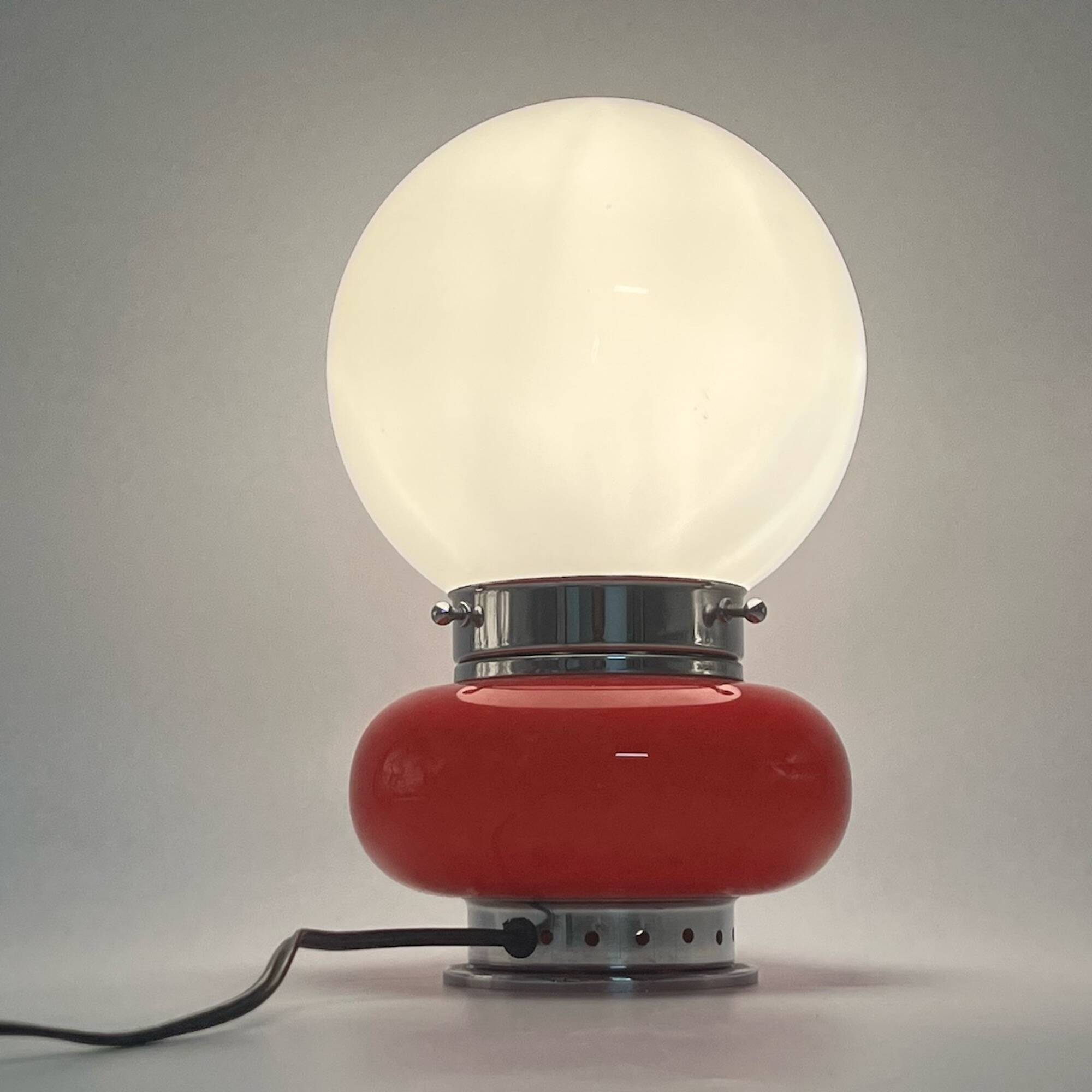 Murano Glass Red Table Lamp Mazzega, 60s