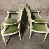 Pair of louis XVI green armchairs