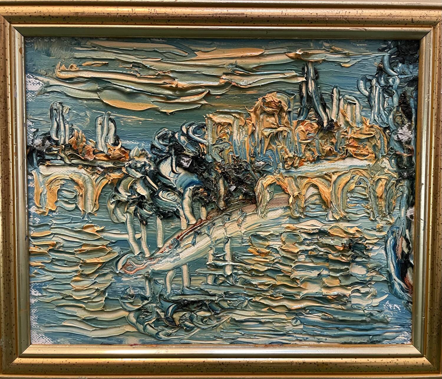 20th century bridge landscape painting