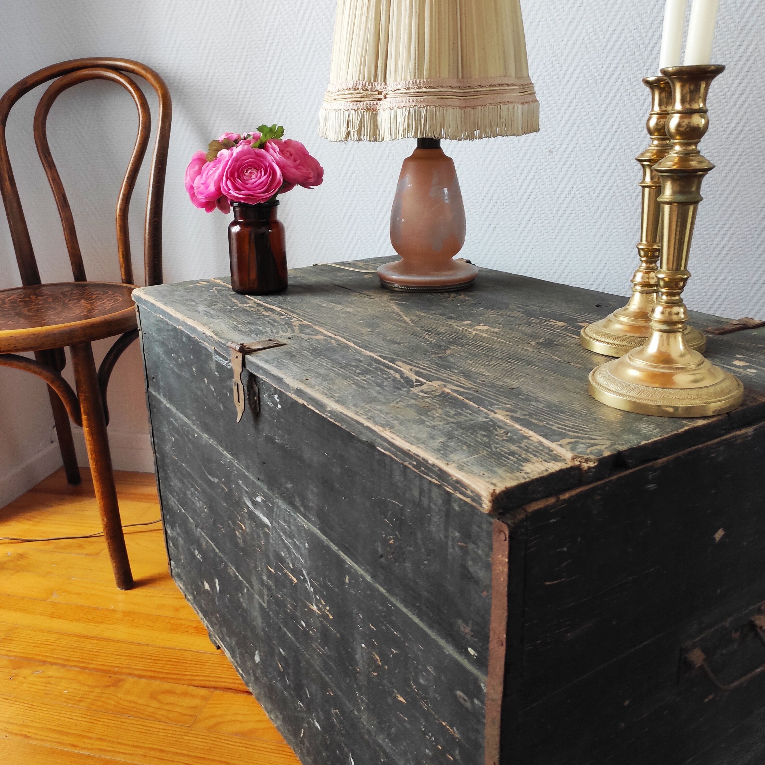 Chest old trunk fir wood