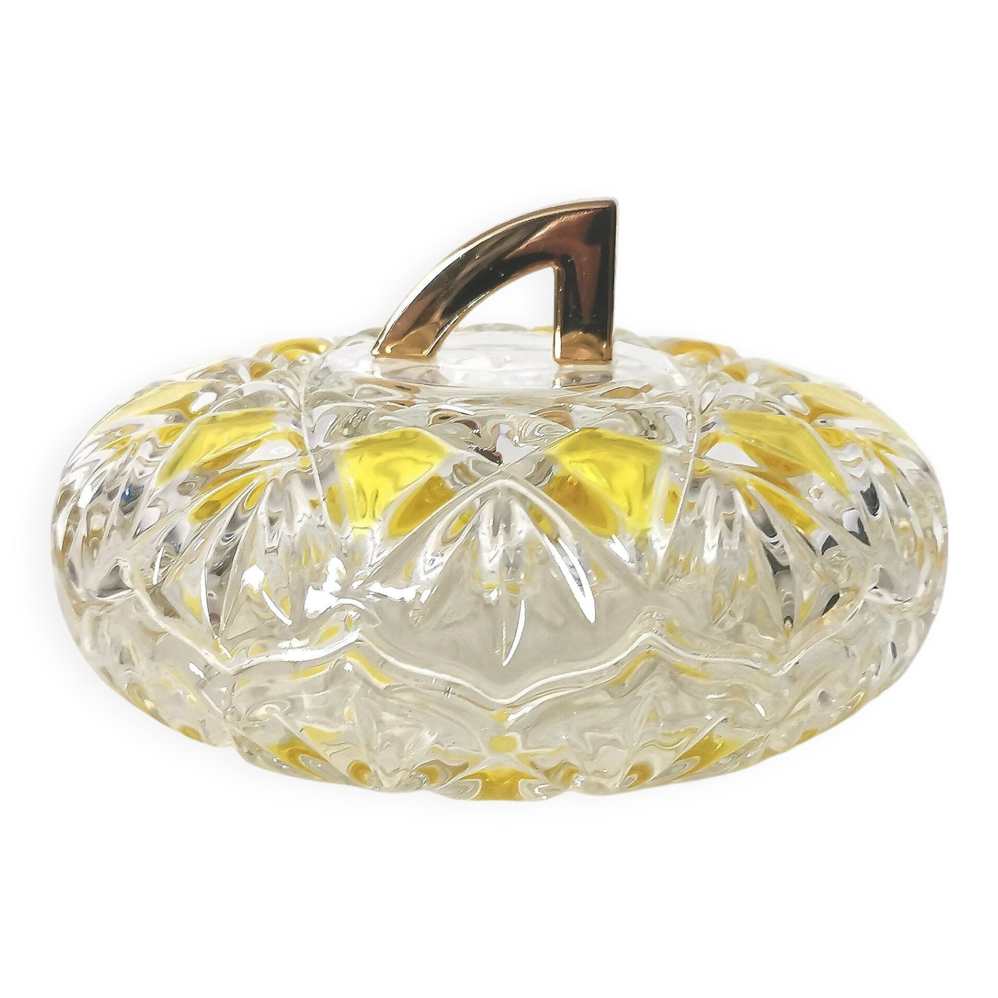 Candy dish, sugar bowl in transparent faceted glass