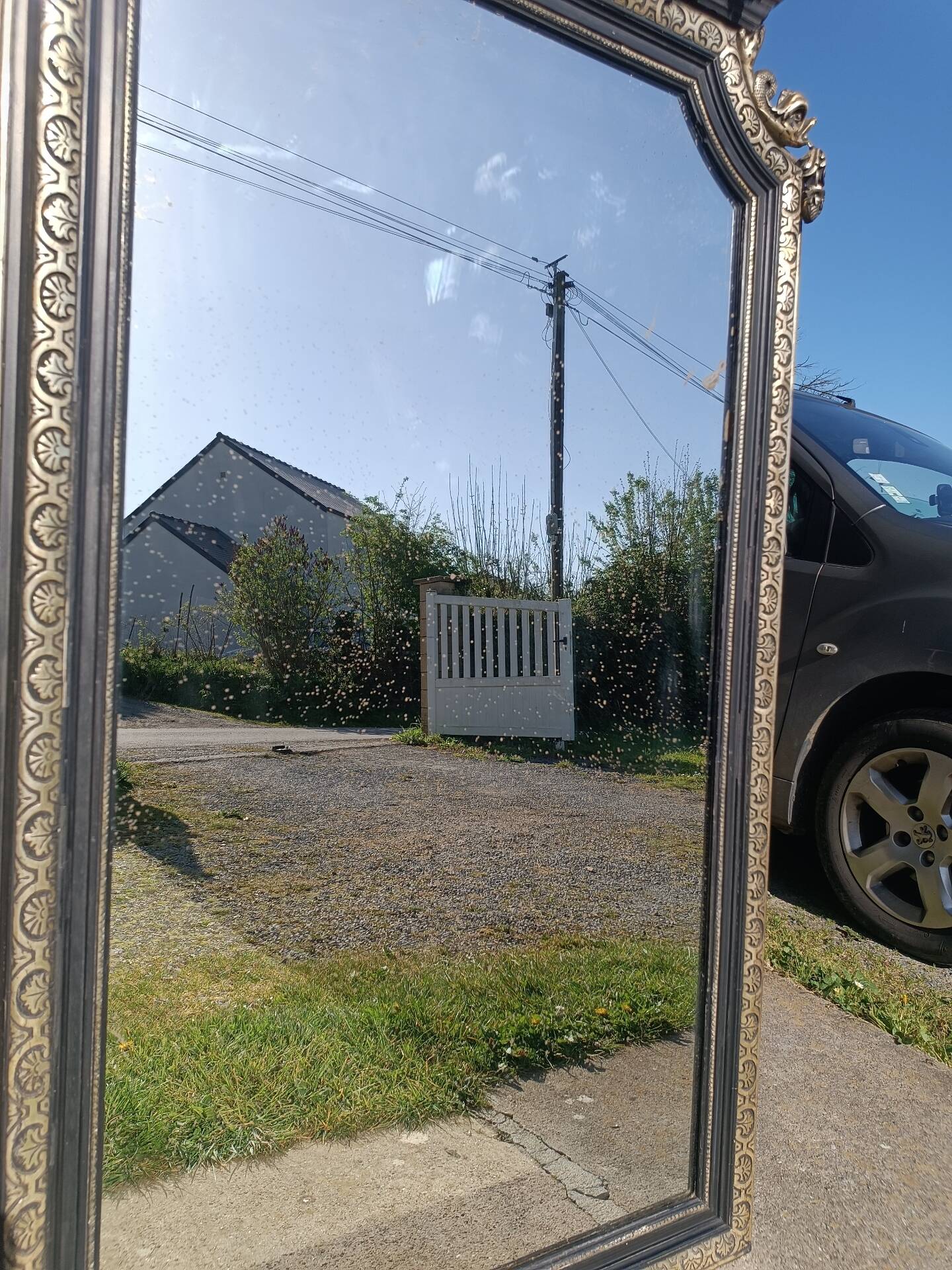 Antique mirror with pediment 168/88 cm
