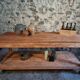 French antique work table in pitch pine – large workshop / draper's table, early 20th century