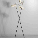 Unique tripod floor lamp by Stilnovo with white shades, Italy 1960s