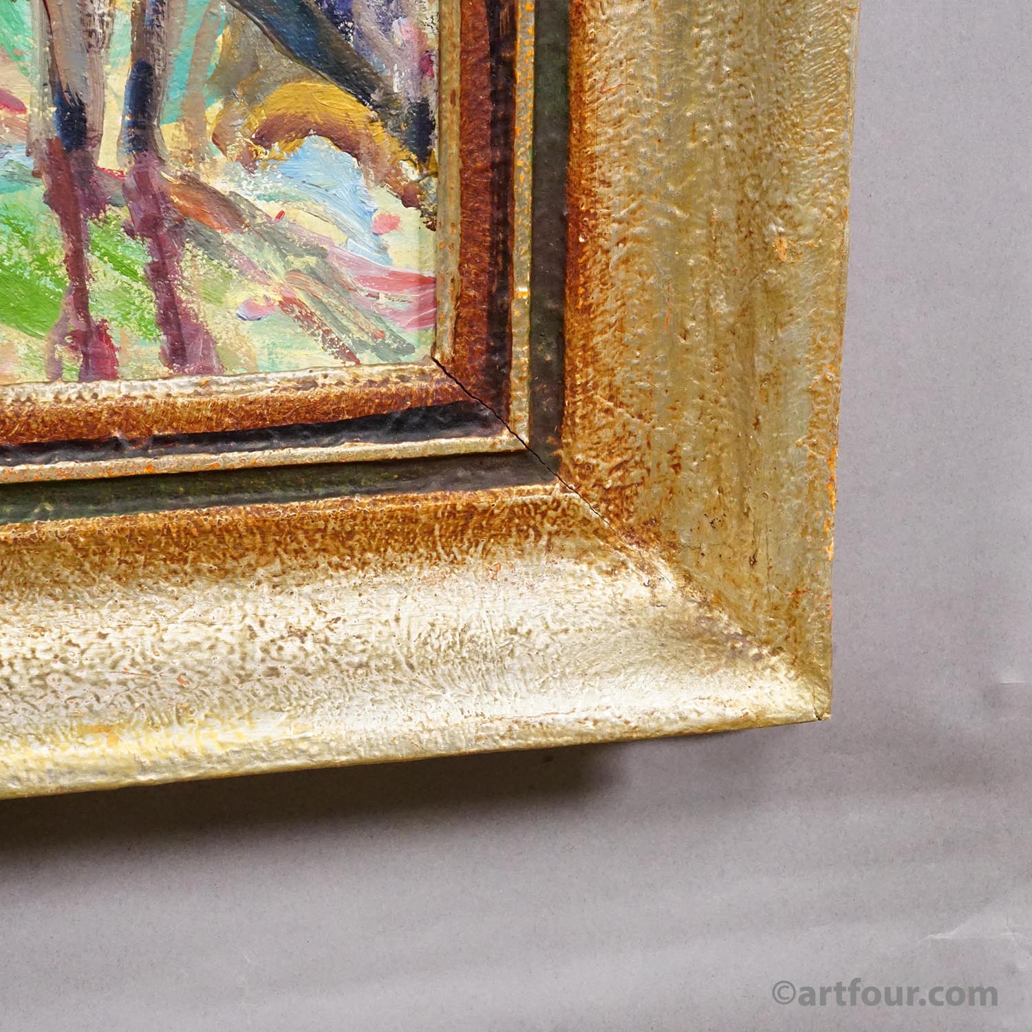 Oil painting by Alexander Michael – Mountain Chalets, 1980