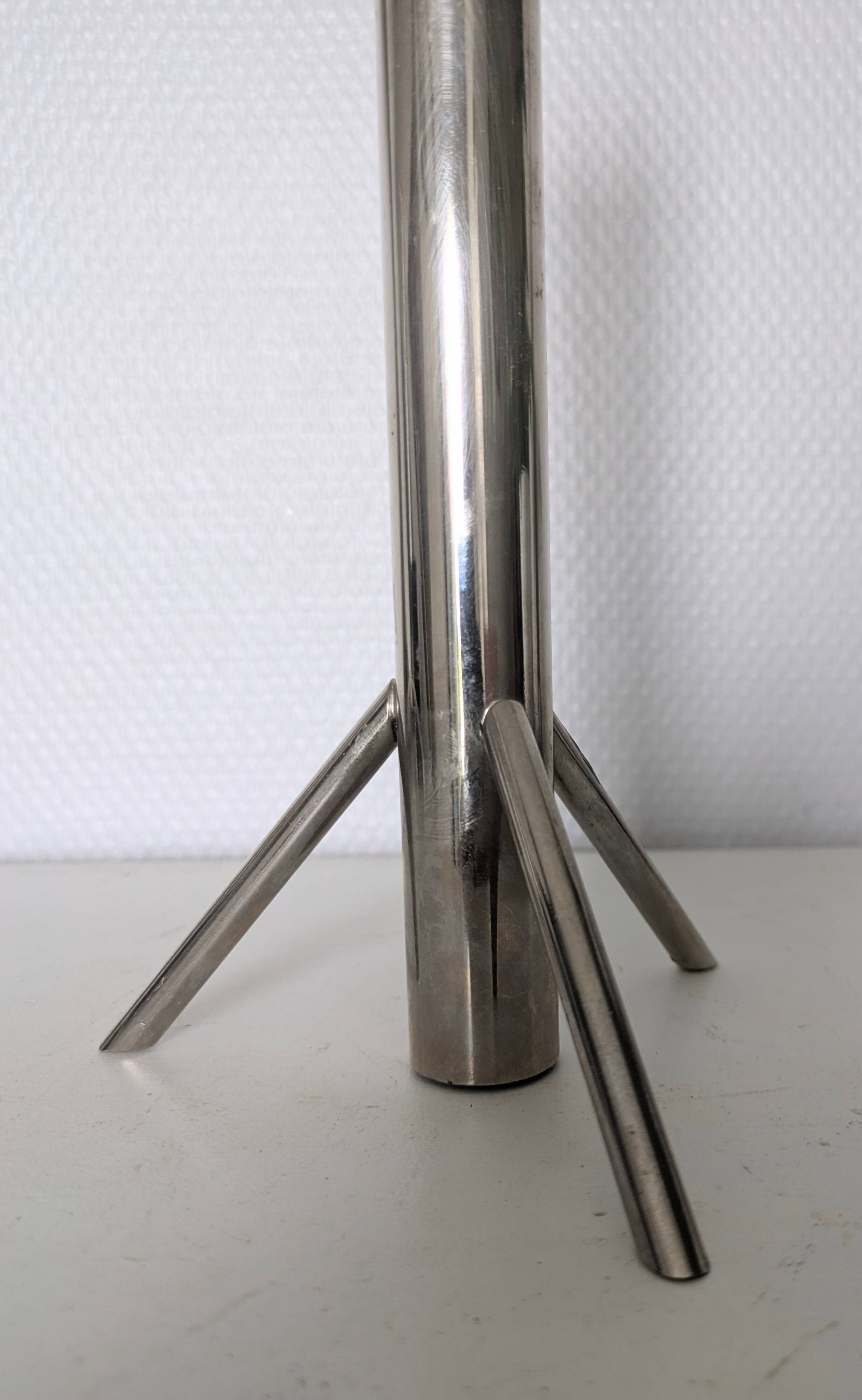 Bougeoir tripode moderniste en métal design années 70