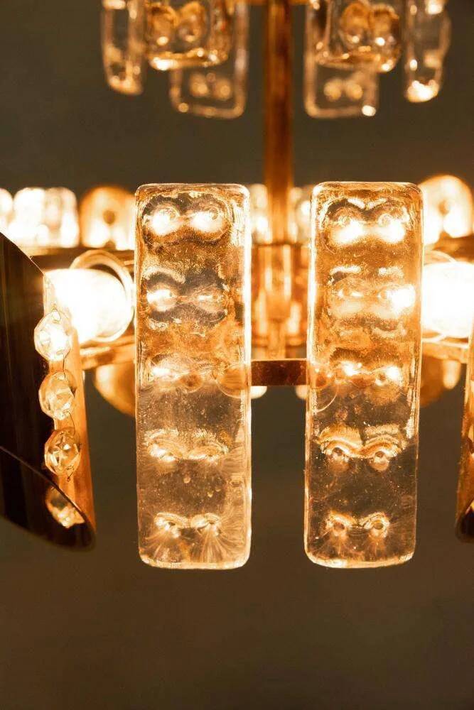 Midcentury gold crystal suspension by Orrefors, Fagerlund