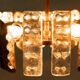 Midcentury gold crystal suspension by Orrefors, Fagerlund