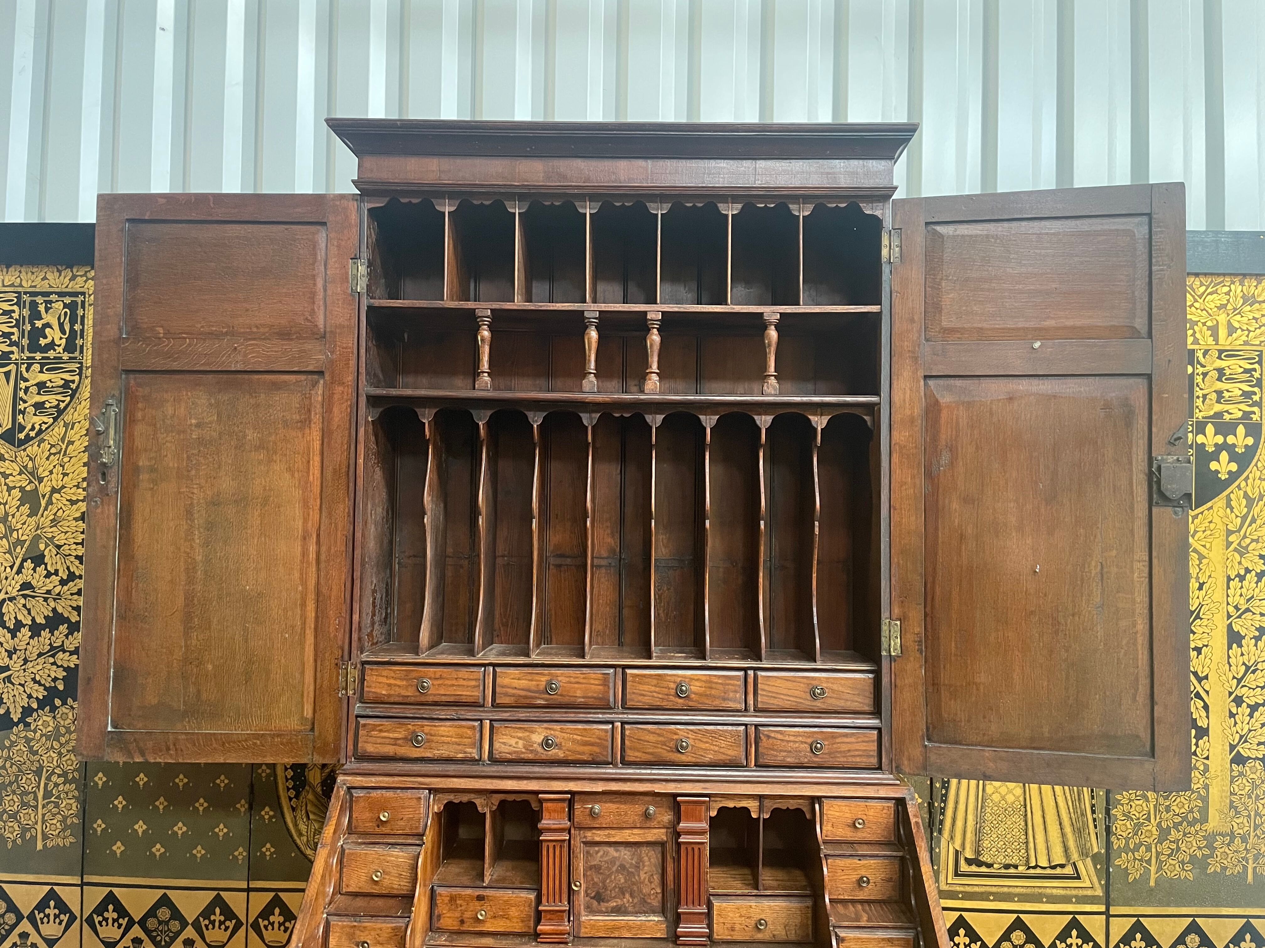 English scriban desk in oak 18th century