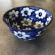 Vintage cup bowl in earthenware with blue floral paint décor - 18.5 cm
