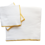 Nappe et serviettes en gaze de coton upcyclées blanches
