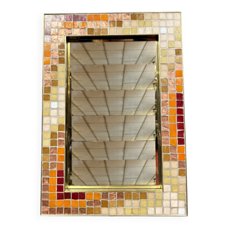 Miroir vintage en carreaux de céramique colorés