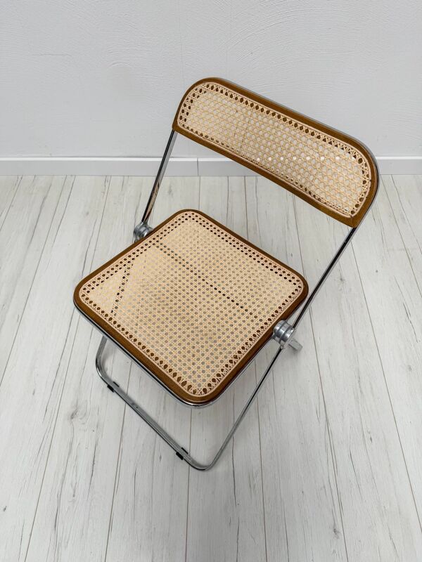 Chaise pliante en osier vintage des années 1960 Plia par Giancarlo Piretti pour Anonima Castelli