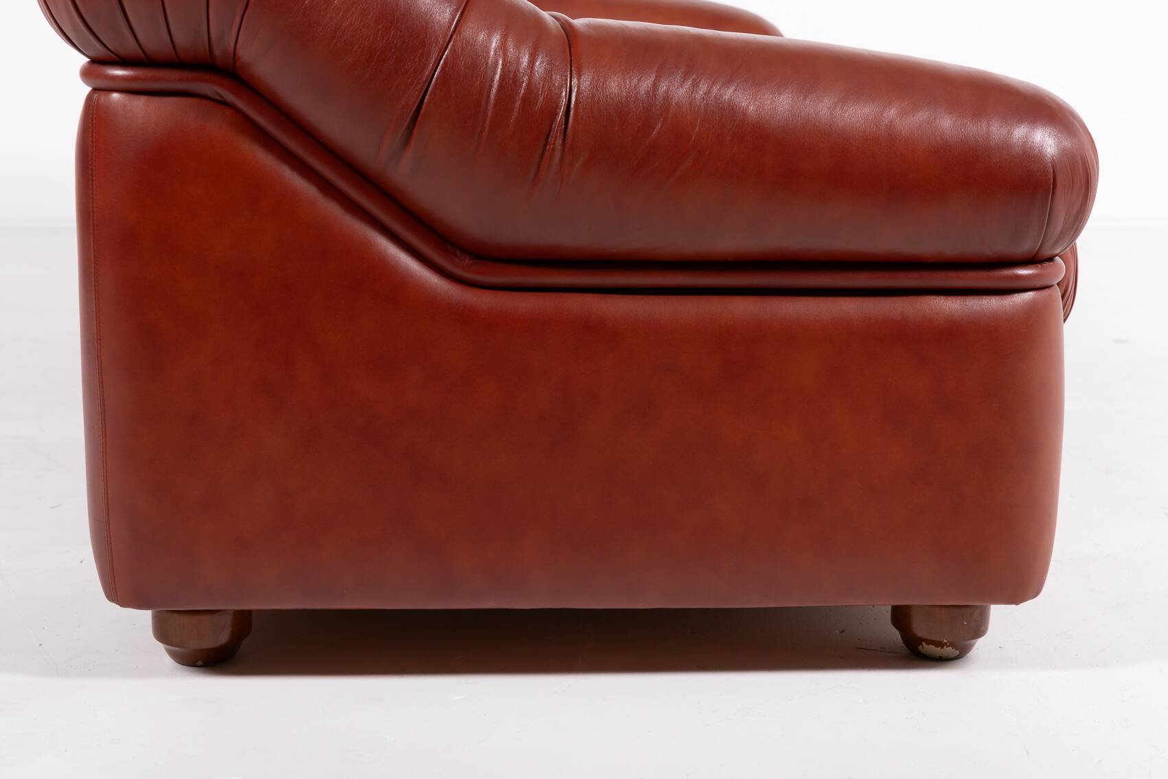Sculptural Italian Modern three seat leather sofa, 1970’s
