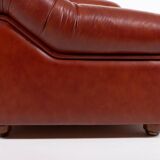 Sculptural Italian Modern three seat leather sofa, 1970’s