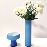 Pair of Cyan Murano Cased Glass Vases by Carlo Moretti, Italy