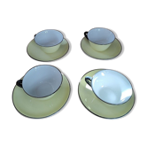 Service à café tasse porcelaine Moulin des loups liseré noir patel