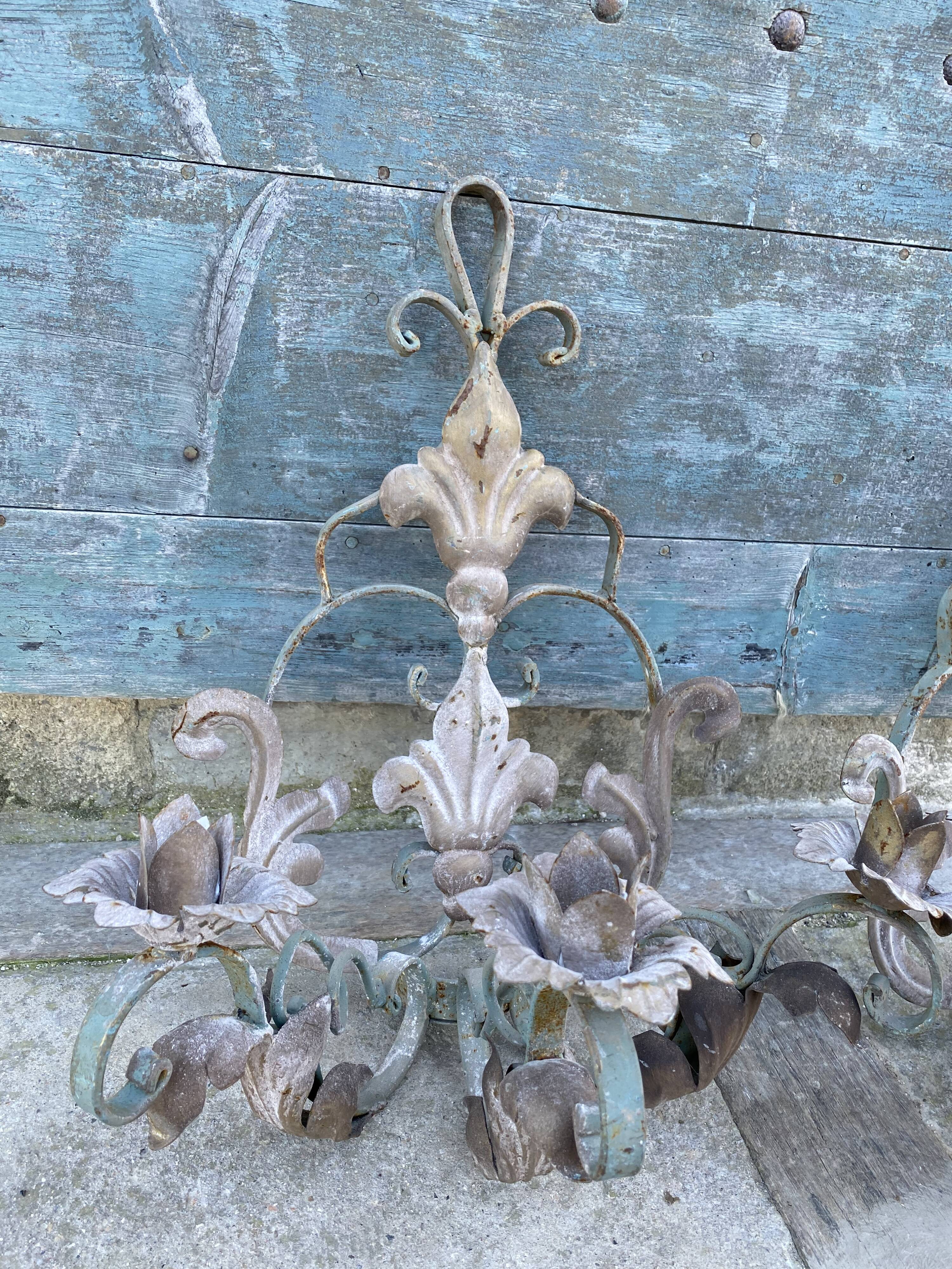Pair of wrought iron wall lamps 1940