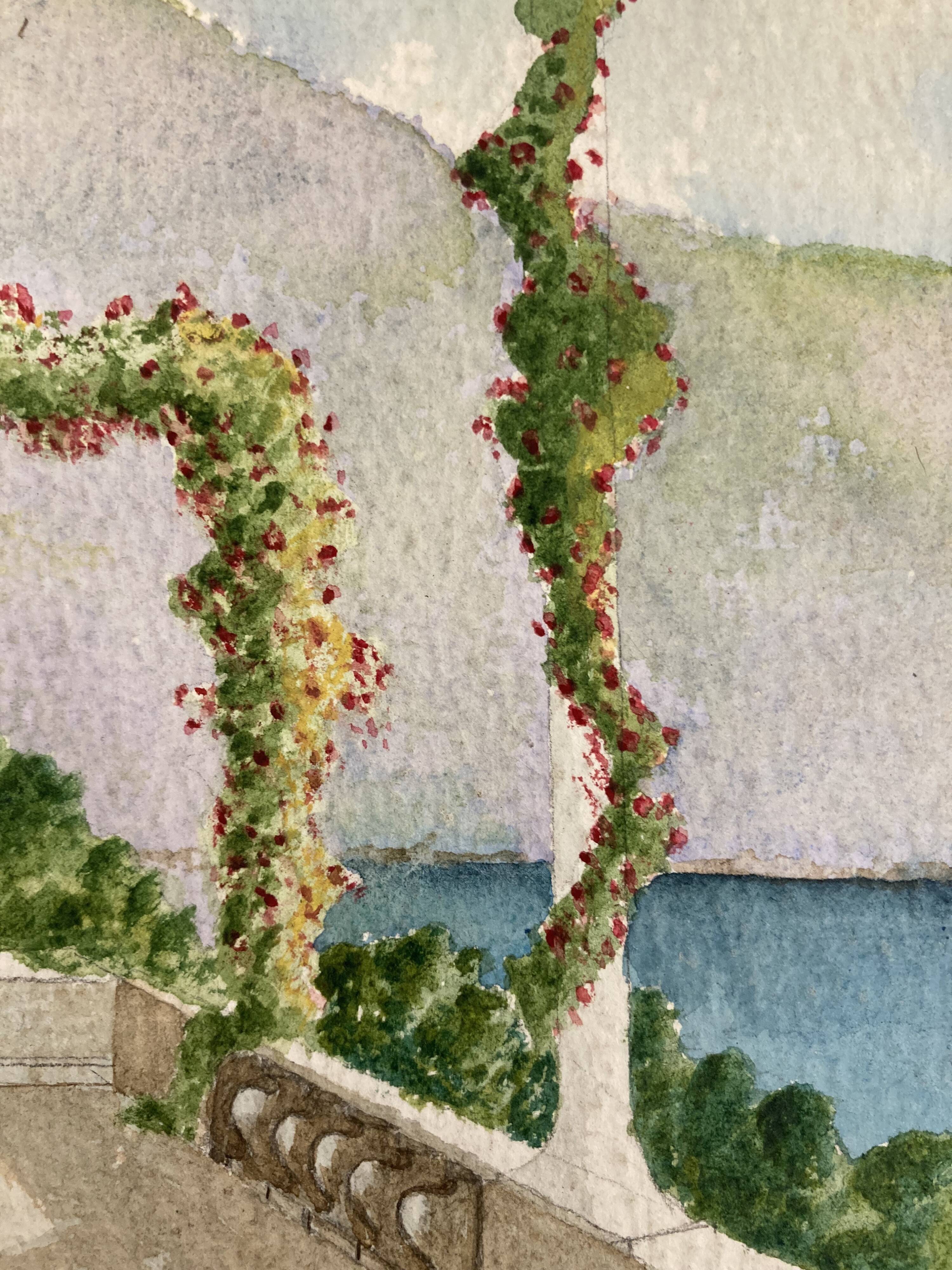 Watercolor seaside landscape recto/verso