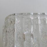 Brutalist wall lamp in iced glass, 1970