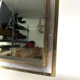 Romeo Rega, vintage mirror with double brass frame and chrome. Italy 1970s