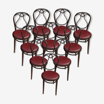 Lot de 10 chaises bistrot estampillées