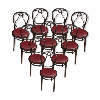 Lot de 10 chaises bistrot estampillées