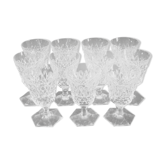 11 wine glasses in Crystal cut with diamond tip CRISTALLERIE DE LORRAINE