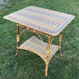 Table serves vintage two-coloured wicker rattan