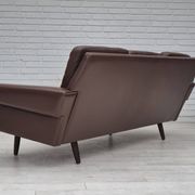 1970s, Danish 3-seater sofa, original brown leather.