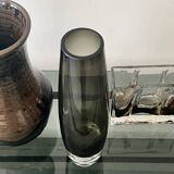 Cylindrical vase in black/grey Murano glass, mid-century design