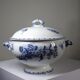 Fine earthenware soup tureen Sarreguemines model Carmen, blue decoration 19th-20th century.