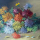 Nineteenth century painting HSP "Jetty of flowers" signed E. May + frame