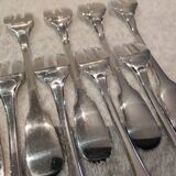 12 silver-plated oyster forks, Christofle Cluny goldsmith, 14.9 cm