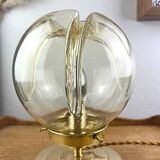 Pair of vintage smoked yellow Murano glass lamps