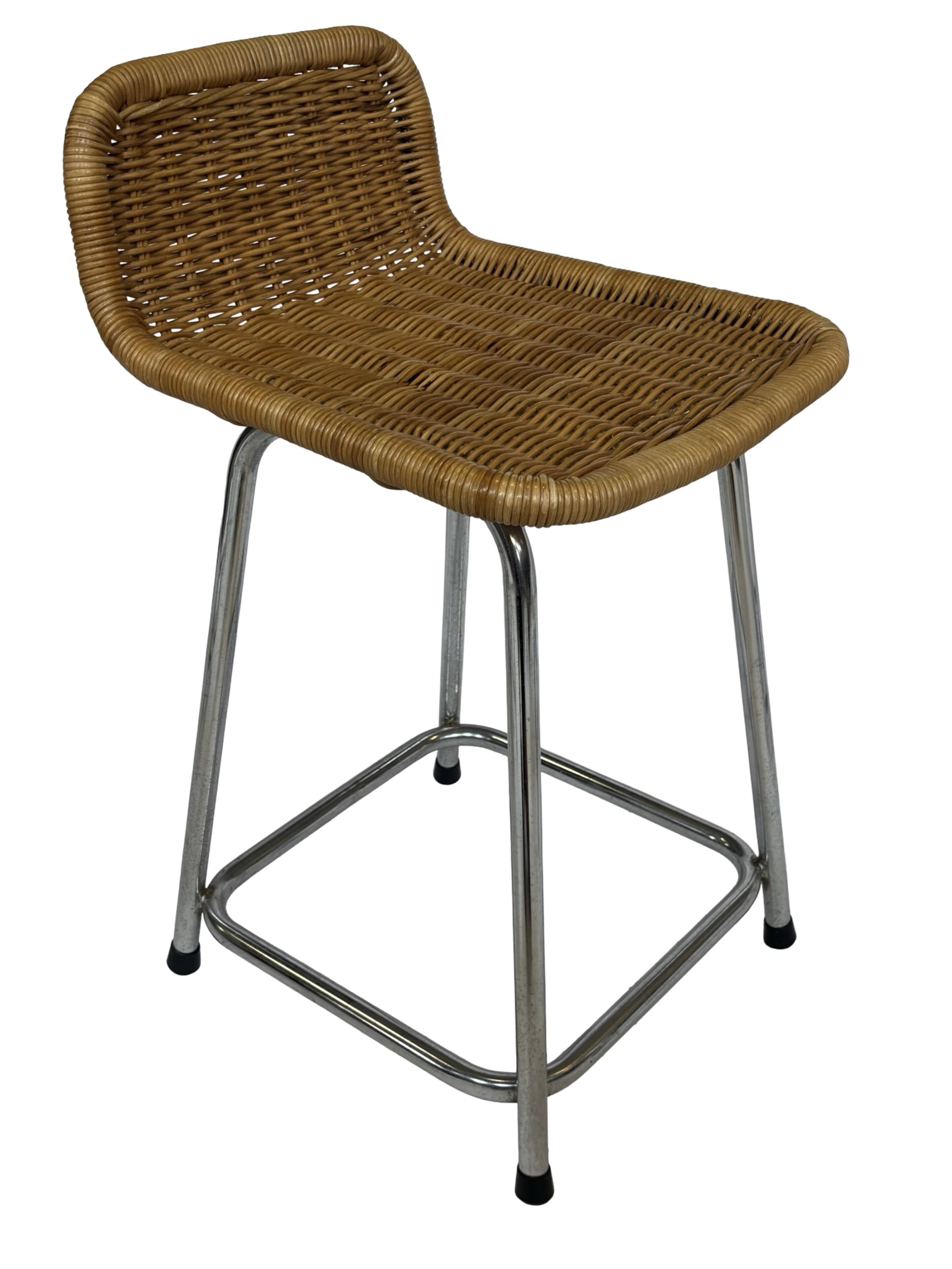Ensemble de 4 tabourets de bar vintage Dirk Van Sliedregt Rohe Noordwolde modèle bas