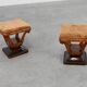 Paire de tabourets en noyer Art Déco avec tissu d'origine, Italie, 1920
