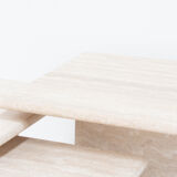Set of 3 vintage travertine pull out tables