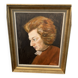 Portrait painting of a man signed M.amoureux XX Hst