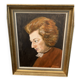 Tableau portrait d'homme signé M.Amoureux, XXème s.