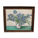 Oil on canvas bouquet of iris