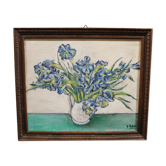 Huile sur toile bouquet d'iris