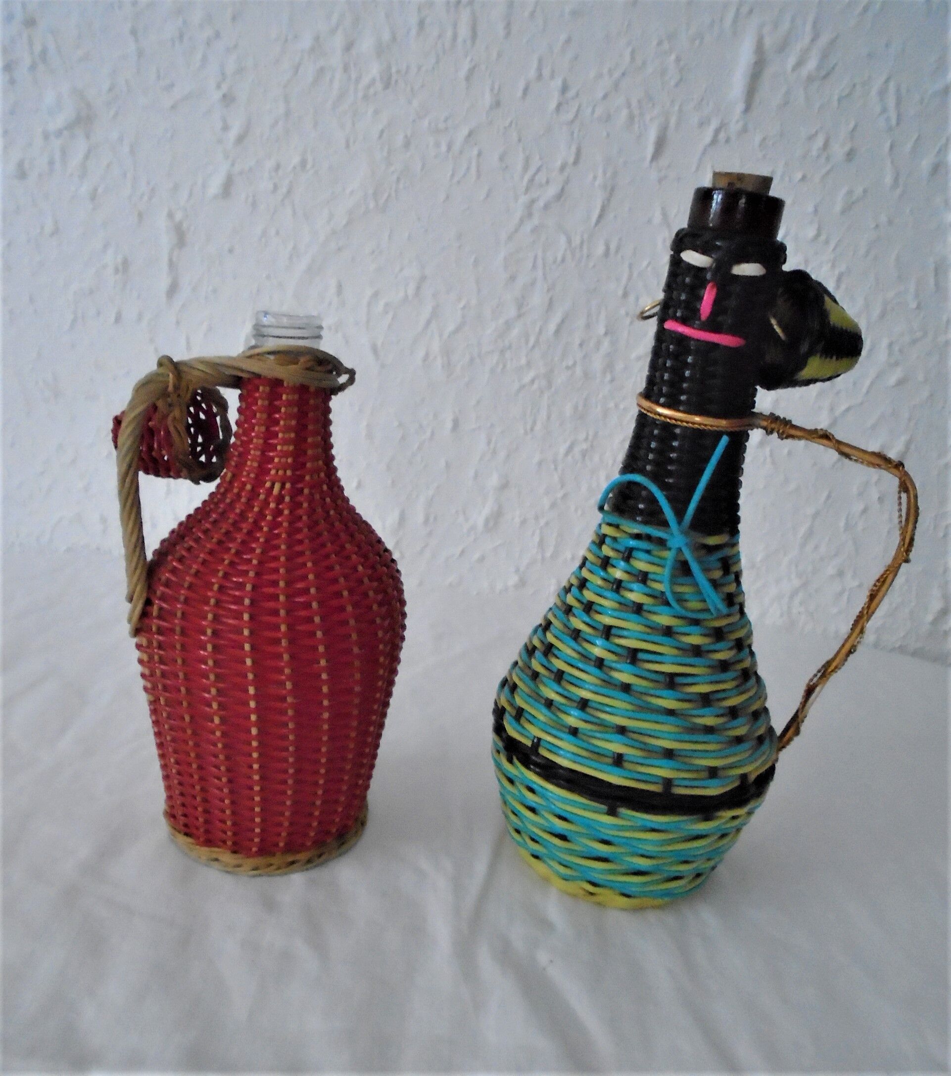 2 Vintage scoubidou bottles from the 70s