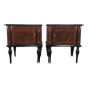 1960s mahogany burl nightstands with glass tops