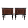 1960s mahogany burl nightstands with glass tops